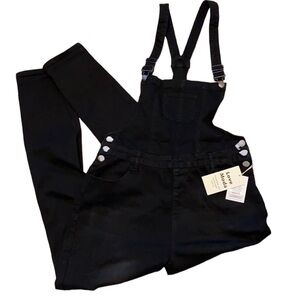 NWT Love Moda Black Distressed Black Jean Overalls Coveralls
